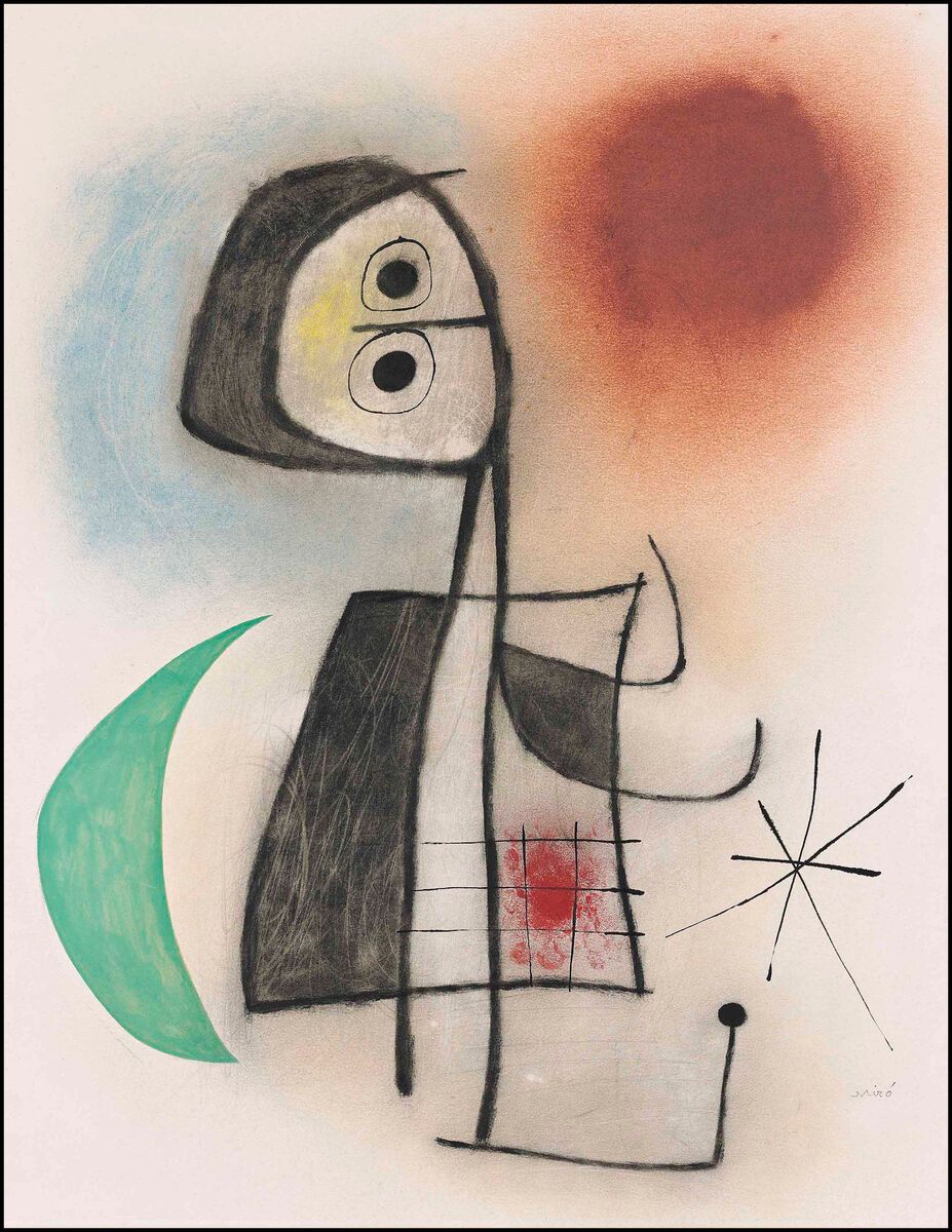 ジョアン・ミロ、座る女性Ⅰ、希少画集画、新品額装付 ジョアン・ミロ、座る女性Ⅰ、希少画集画、新品額装付 - メルカリ